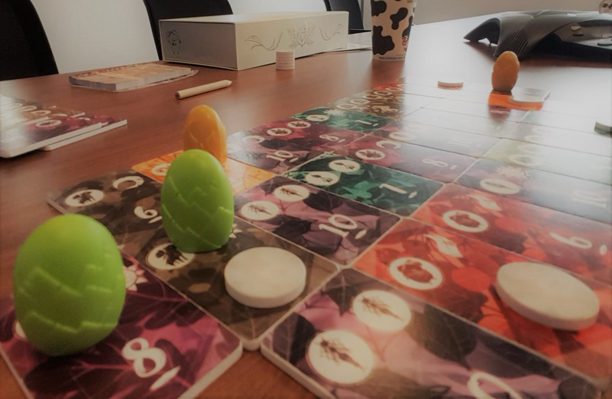 RoryJSomers's tweet photo. Commandeering a meeting room today for more Spirits of the Forest for today's #LunchBreakGame
This game will be Nik's first #boardgame purchase as he steps over to the card board side of gaming when it's released at #essen next week https://t.co/rvD7Lr4uAH