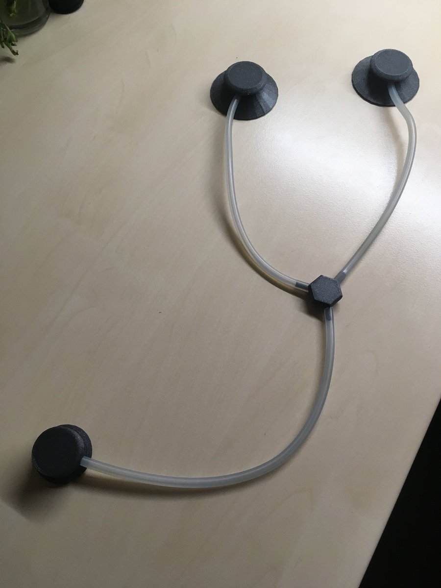 grafitomi's tweet image. My little girl wanted to play with a stethoscope or as she calls it a “doctor’s microphone”. I am a makerDad.. so I made it! Found some tubing and after a quick modeling and a longer print on the mk3.. we have the thing. :) #practicalprinting #toy #makerdads #sharelearngrow