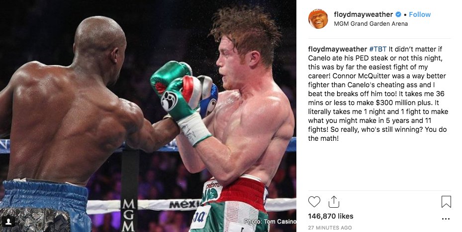 🔫 Floyd Mayweather savaging Canelo Alvarez on Instagram after he signed five-year deal with DAZN worth a minimum of $365million.