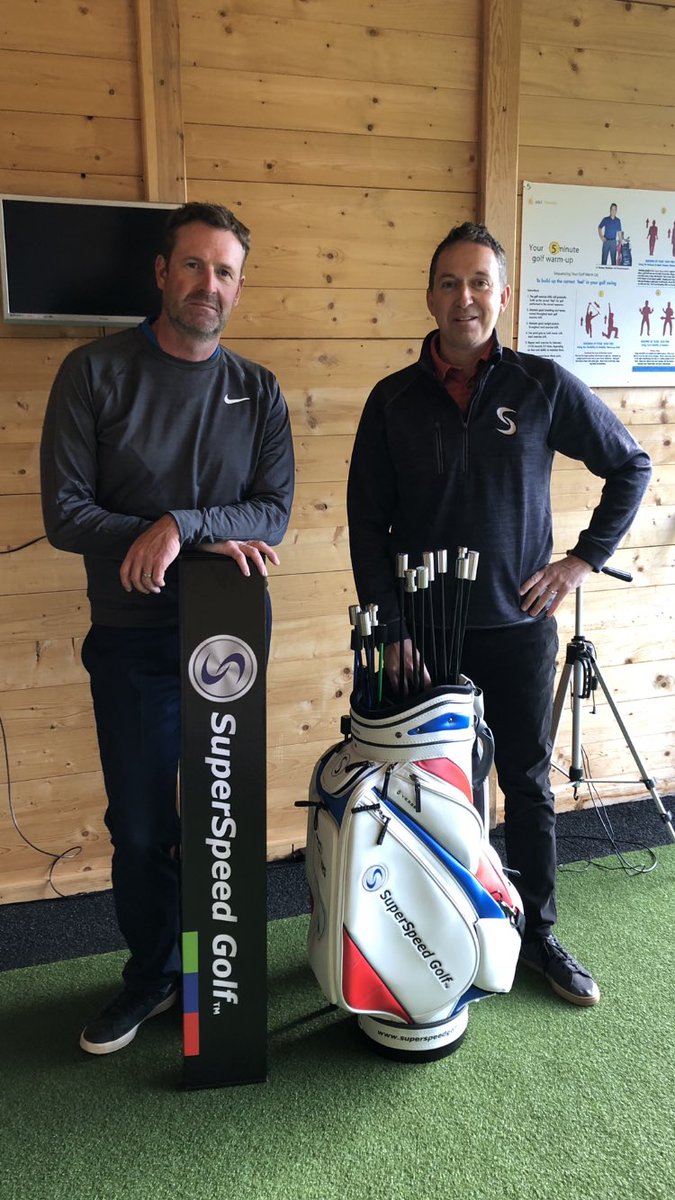 Good to meet @hughmarr today @reigatehillgolf to deliver a set to him and discuss how @SuperSpeedGolf can help his Students increase speed and distance.