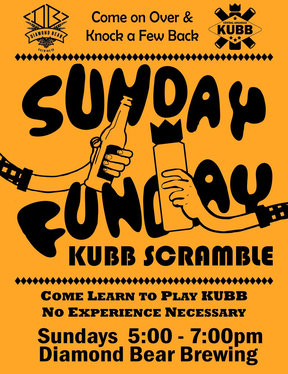Central Arkansas Kubb &amp; Diamond Bear Brewing Company are joining forces to bring the Natural State it's first, recurring Kubb event! Join us this Sunday for a FREE, FUN, scramble style format. No experience? No problem! Visit the event page for more info: bit.ly/2J38oLf