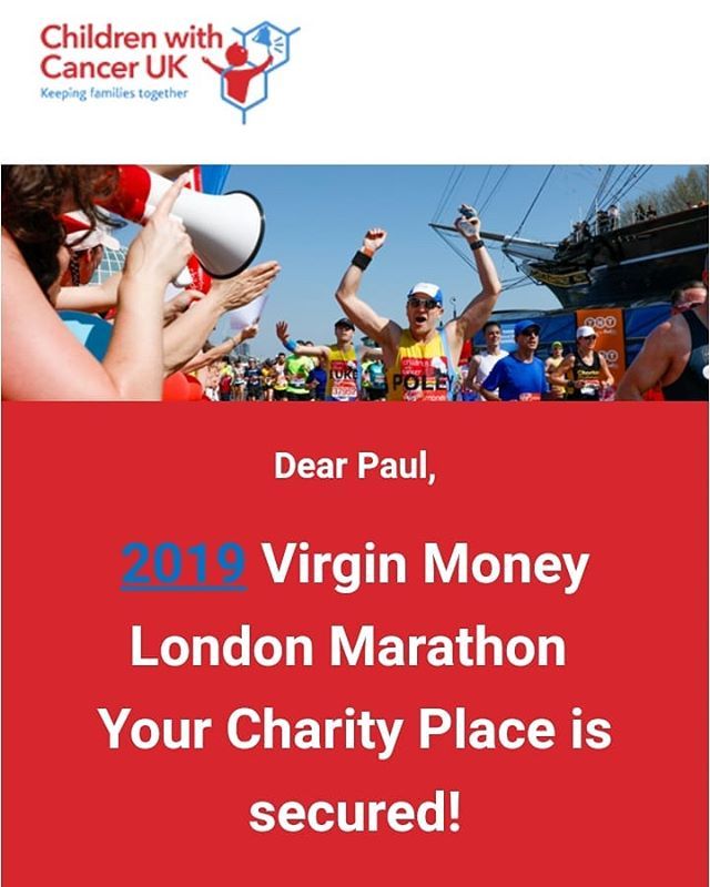Happy Birthday To Me!
I always knew I had a place with @cwc_uk_events but was lovely to get it confirmed. 
Thank you! 
Time to do something for the little ones. 
#childrenwithcanceruk #kids #running #parismarathon #Londonmarathon2019 #London #londonmarat… ift.tt/2Eta2Hi