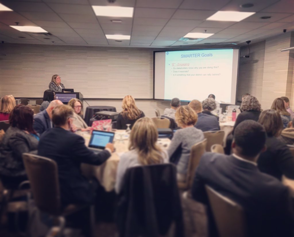 SchoolSpending's tweet photo. Alliance attendees are talking SMARTER goals with Carol MacLeod, Senior Analytics Advisor with @Forecast5 Analytics. #smarterschoolspending #betterbudgeting #bestpractices #gfoa https://t.co/EnChOrYxHI