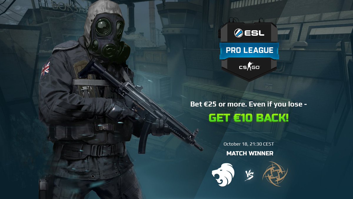 Fusion_bet's tweet photo. We love the esports scene so we keep making special offers for you guys! Bet €25 or more on the match winner of @TheNorthIsHere versus @NiPGaming in the ESL Pro League and even if you lose get €10 back!
https://t.co/sZVXcymD5I https://t.co/Huy2pUzKYb
