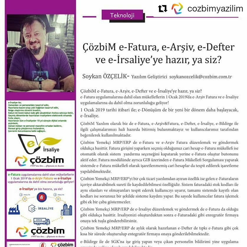 soykanozcelik's tweet image. @cateringdergi nin Eylül-Ekim 2018 sayısında e-Devlet çözümlerimizi anlattım. @cozbimyazilim

#cozbimyazilim #edevlet #efatura #earsivfatura #edefter #eirsaliye #ebildirge  #cateringsektorununolmazsaolmazı #edahaneolsun