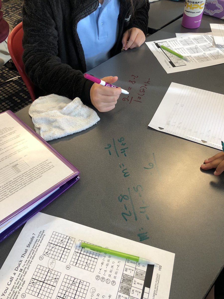 underwaspmath1's tweet image. Math 8 classes are working on finding the slope of a line using the slope formula and two points! #integerfun #slopeformula #AllinEWA #8thgrade #math8 #EastWakeAcademy