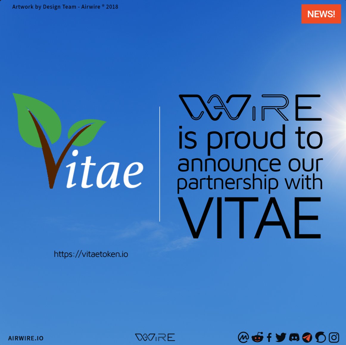 NEW PARTNERSHIP! We are thrilled to announce our new partnership with  @AirWireOfficial! Learn more: https://t.co/yvIbUsit9Z #crypto  #cryptocurrencynews #cryptocurrency #blockchain #blockchaintechnology $btc  $eth $ltc $vitae #vitaetoken #altcoin ...