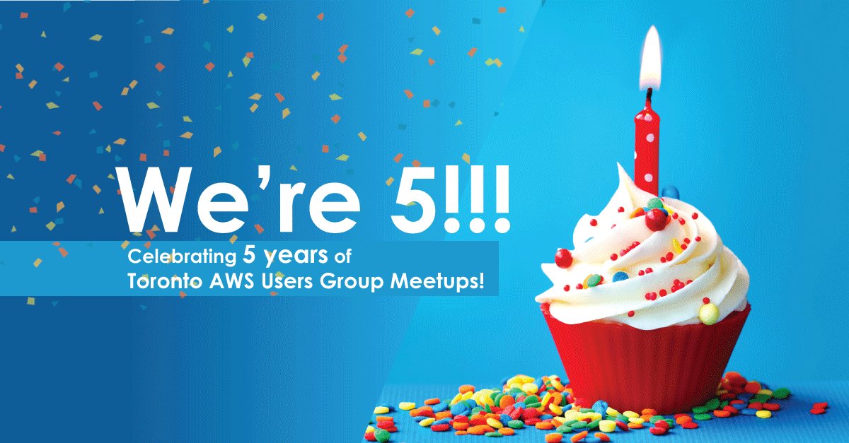 3Nimbus's tweet image. Here&apos;s to 5 whole years of Users, Developers &amp;amp; System Engineers (and more!) getting together monthly at our Toronto AWS Users Group Meetups! We&apos;re looking forward to the next 5 years of empowering AWS Users in the Toronto community! Join us! hubs.ly/H0f8fcG0