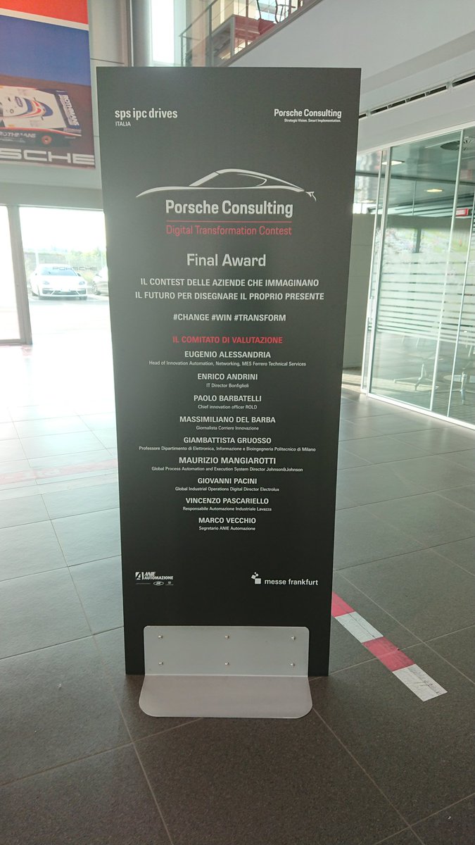 spsitalia's tweet image. Sta per cominciare la premiazione del #digitaltransformationcontest nella splendida cornice di Porsche Consulting Italia.
Buona fortuna alle aziende finaliste! @ABBItalia @Epta_Group, fosber, @SchneiderItalia @SEWEURODRIVE nndian, Endian, EEEpipoli, Lab Network, @Lenze_Gruppe