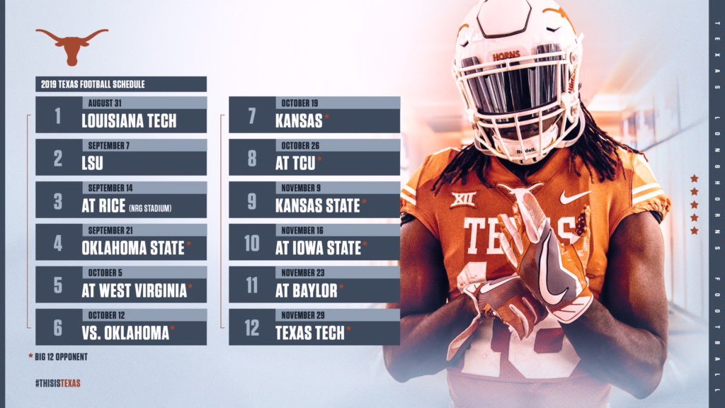 TexasLonghorns's tweet photo. 2️⃣0️⃣1️⃣9️⃣ for @TexasFootball is set! You won't want to miss a game at DKR next season.

New Season Ticket Deposits available NOW! 

https://t.co/xuHt6bAccE 🤘 https://t.co/B3fIX3JKb5