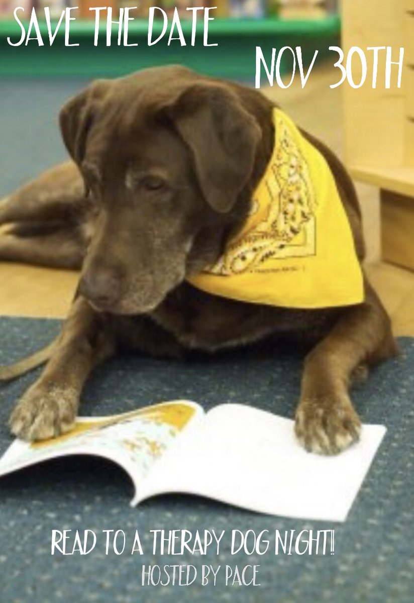 Save the date for our next PACE Family Event- Read to a Therapy Dog Night!