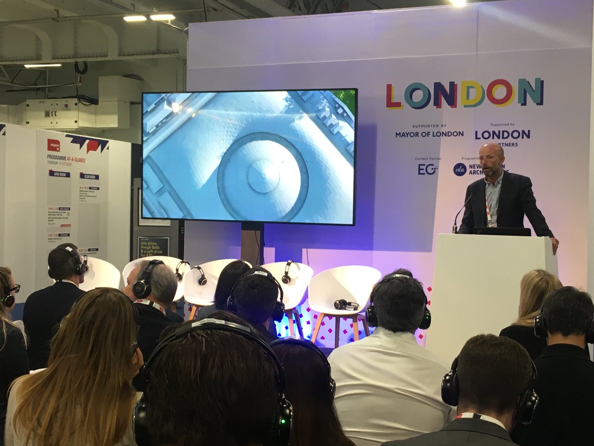 nlalondon's tweet photo. .@VUCITY_ kick off the Smart London session @LondonatMIPIM, showing how their digital model covers 800sqm of London, showing change &amp; how it affects the city. It shows physical buildings, transport analysis, views, light paths, trees &amp; more #LondonatMIPIMUK #MIPIMUK https://t.co/f5lLgjPnlh