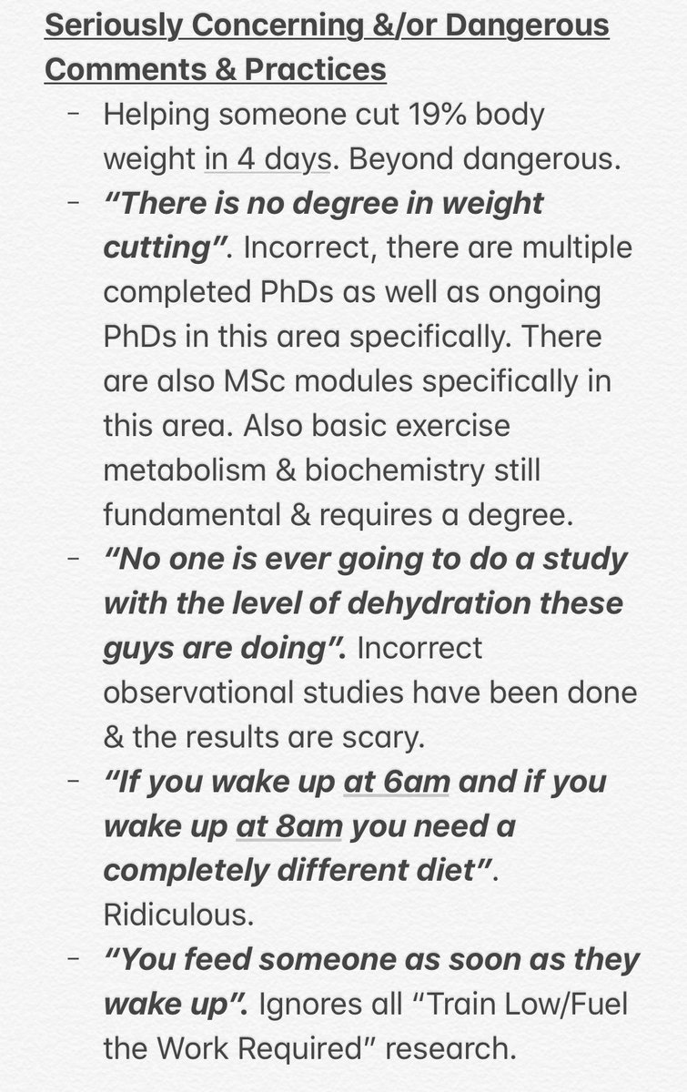 Sorry <a href="/joerogan/">Joe Rogan</a>, love the show but had to stop after 20mins. Very concerning/incorrect info being shared &amp; clear lack of ref to the literature. 200 fighters potentially at risk. To address this topic correctly its worth contacting the <a href="/LJMUNutrition/">LJMU Sport Nutrition</a> team  youtube.com/watch?v=ARAT9H…