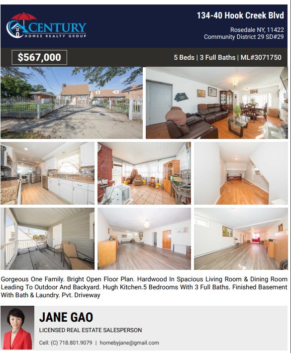 Open House 
All Welcome 
Sat 10/20 1-3pm
134-40 Hook Creek Blvd Rosedale 11422
👩 Jane G  718-801-9025
📩 homebyjane@gmail.com
#forsale #centuryhomesrealty #mustsee #1family #basement #backyard
#allwelcome #openhouse #rosedale #justlisted #gorgeous #fireplace #washeranddryer