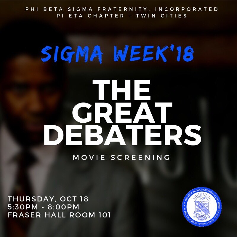 This evening, come catch The Geat Debaters at Fraser Hall! Food will be provided!