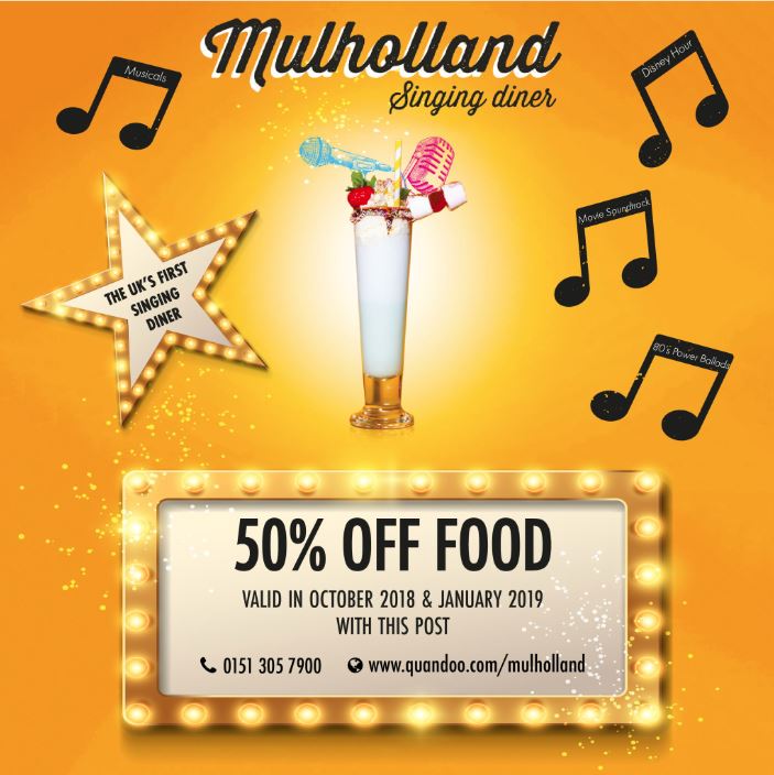 Mulholland Singing Diner is NOW OPEN on Seel Street and we thought we'd make a bit of a song &amp; dance about it so we're offering you 50% off your food bill ALL MONTH when you show this post. 

Now that's something to sing about....🎶🎵