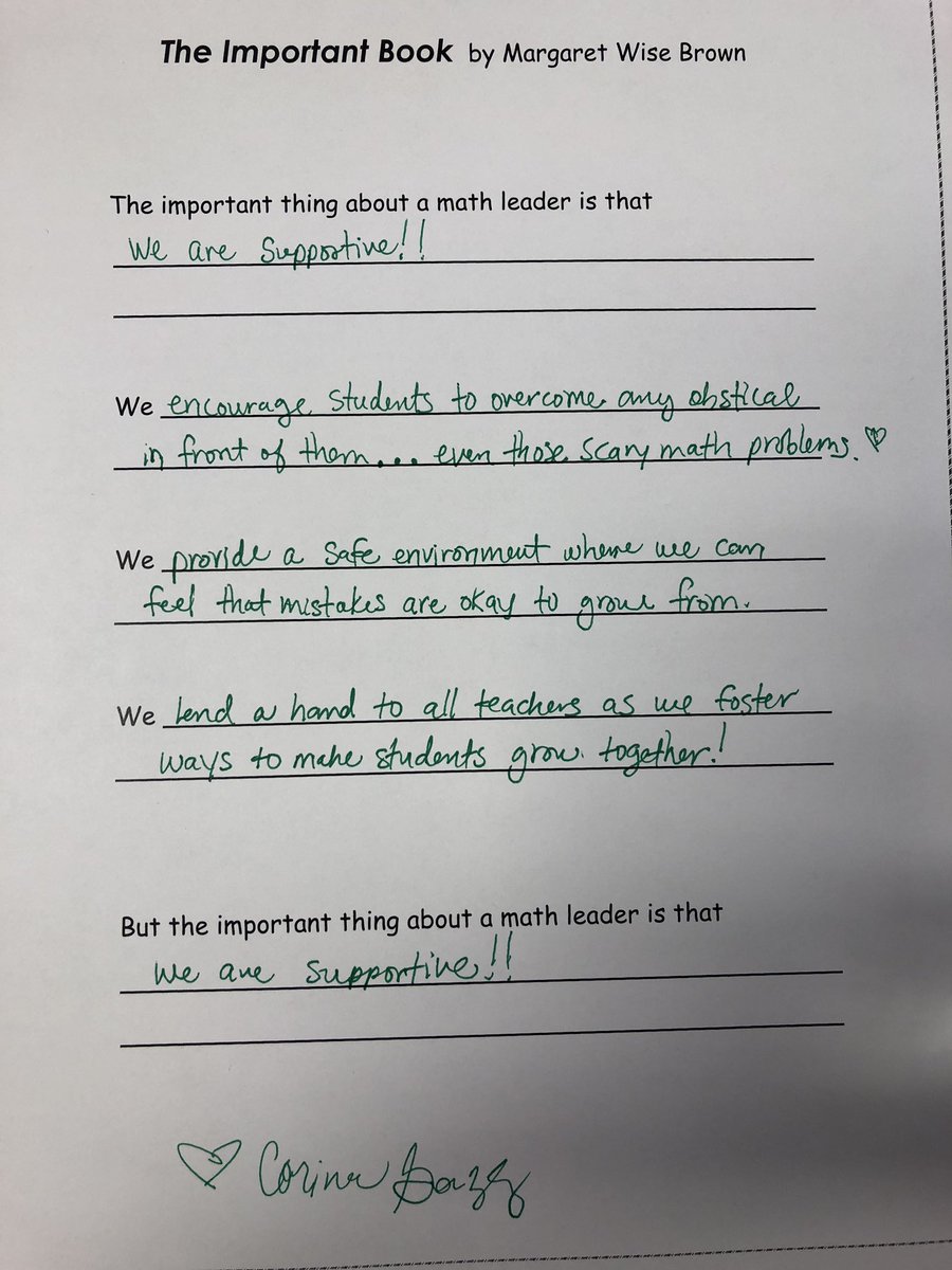 Ash_Pena's tweet image. #MathLeader writing assignment inspired by #TheImportantBook @Jo_AnnVasquez @TeachGonzalez @NISDElemMath @NISDMyers