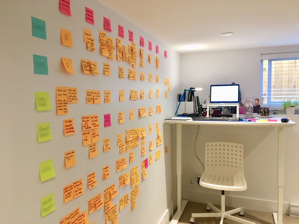 lucasjohnharris's tweet photo. Visualizing my qualitative data on plastic packaging marine debris categorization and measurement. #postitparty https://t.co/NGVG8KFAb9