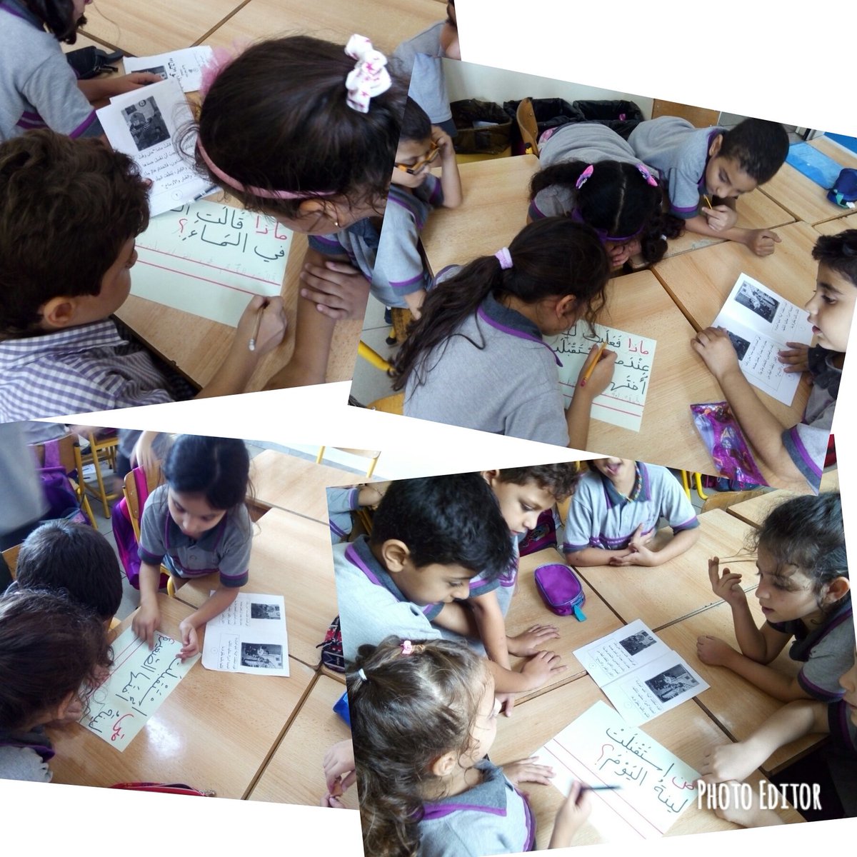 Ramasri90's tweet photo. @DawhaHighSchool 
@soha_nj 
تضافرت جهود متعلّمي الثاني الأساسي في الإجابة عن أسئلة مباشرة متعلّقة بقصة
 «كي تنمو نانا» بعد قراءتها وفهمها. فحدّدوا عناصرها من زمان ومكان وشخصيات.
#عمل_فريقي_تفاعلي https://t.co/rnZP4hLQfT