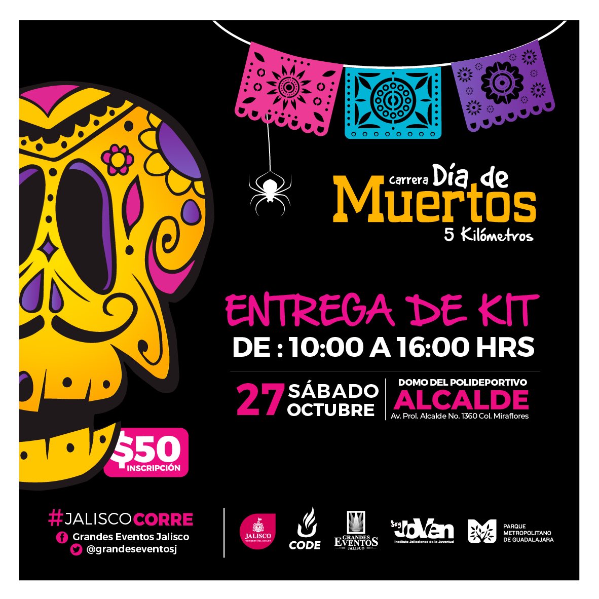 ¡estamos listos! A partir de HOY a las 11:00 am ¡INSCRIPCIONES ABIERTAS! ¡Te esperamos! Carrera #DíaDeMuertos5k @codejalisco @IJJUVENTUD <a href="/GobiernoJalisco/">Gobierno de Jalisco</a> #GrandesEventos