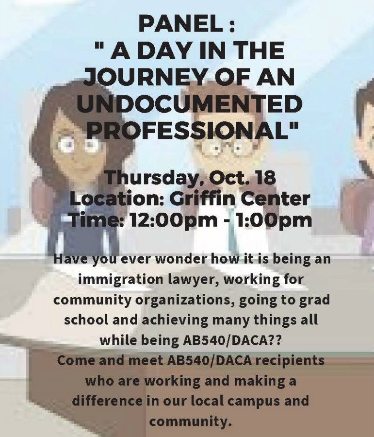 GrossmontEDU's tweet photo. Ever wonder what it's like to pursue a professional career as a Dreamer? Learn more at this "Day in the Life" panel at noon in Griffin Center. #CCCforDACA #UndocumentedStudentActionWeek @CalCommColleges @CACommColleges https://t.co/Mc2H16sjbU