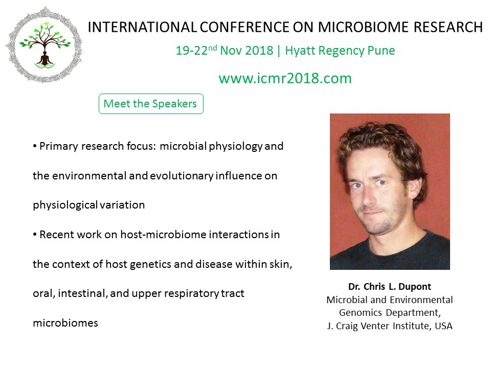 #MeetTheSpeakers Talk by Dr. Chris Dupont from @JCVenterInst at @icmr_2018 #OralHealth #Metagenomics #microbiome #MicrobiomeIndia #ICMR2018 @KarenKenelson #HostMicrobes @IAScBng @DBTIndia @theysslab @NCCS_Pune @NCMR_Pune @YShouche