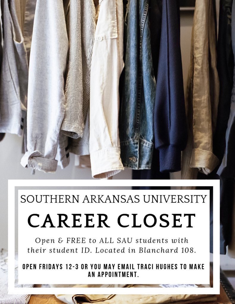 Are you in need of some more professional interview attire? If so, stop by the career closet in the RCB room 108! 👔👞💼
