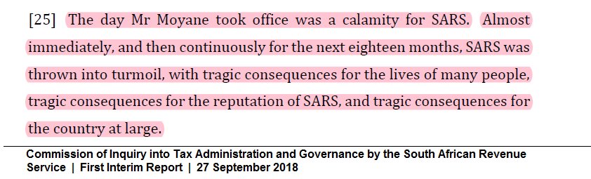 SARSInquiry Interim Report: This paragraph says it all.
Moyane era cost SARS at least R142 billion in uncollected taxes. Higher income tax, fuel taxes and a higher VAT rate has only partially addressed the shortfall. Further austerity for ordinary South Africans is inevitable.