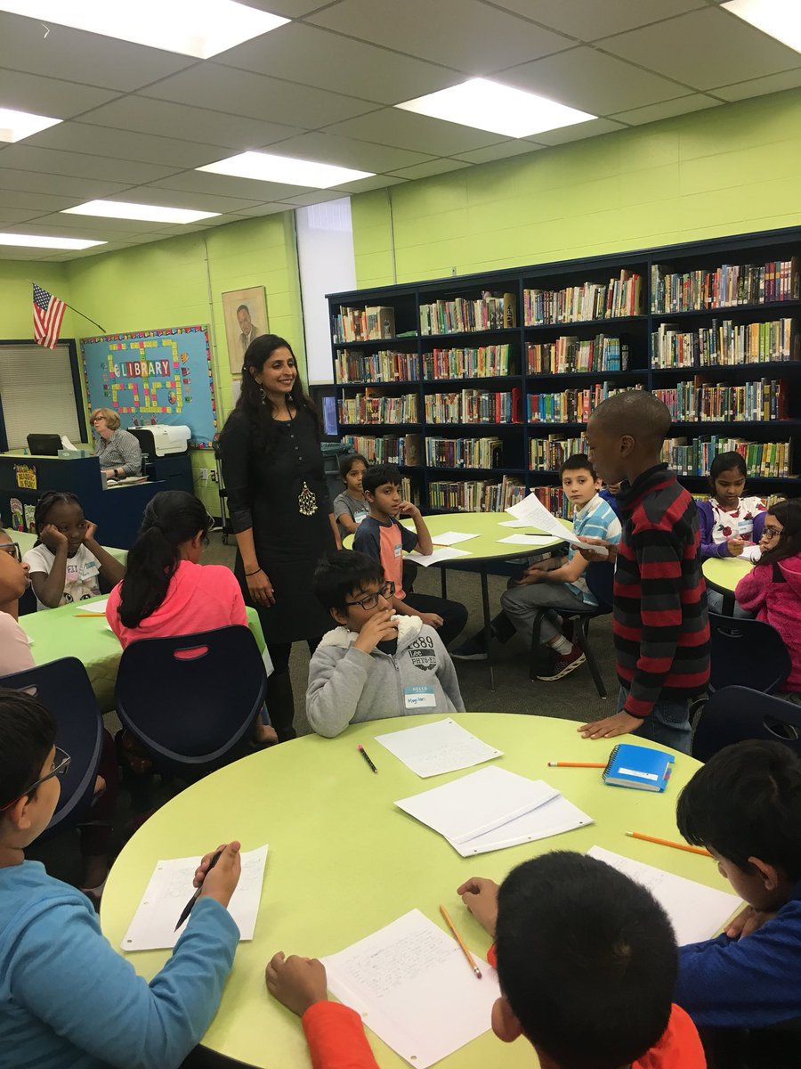 CardosoTeaches's tweet photo. Writing workshop with @gitavarad1... the kids love sharing their voice with a real author! #mlkedison #edisonk12 @mlkedison https://t.co/FK2JTenpQk