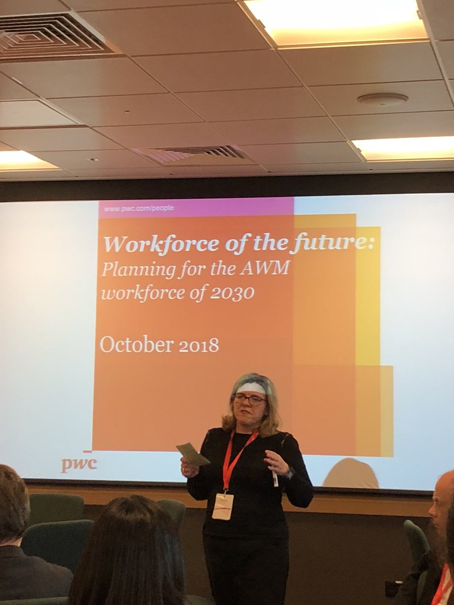 Mary_Ruane's tweet image. Joanne Kelly @PwCIreland speaking about the workforce of the future - planning for the AWM workforce of 2030  #pwcawm18