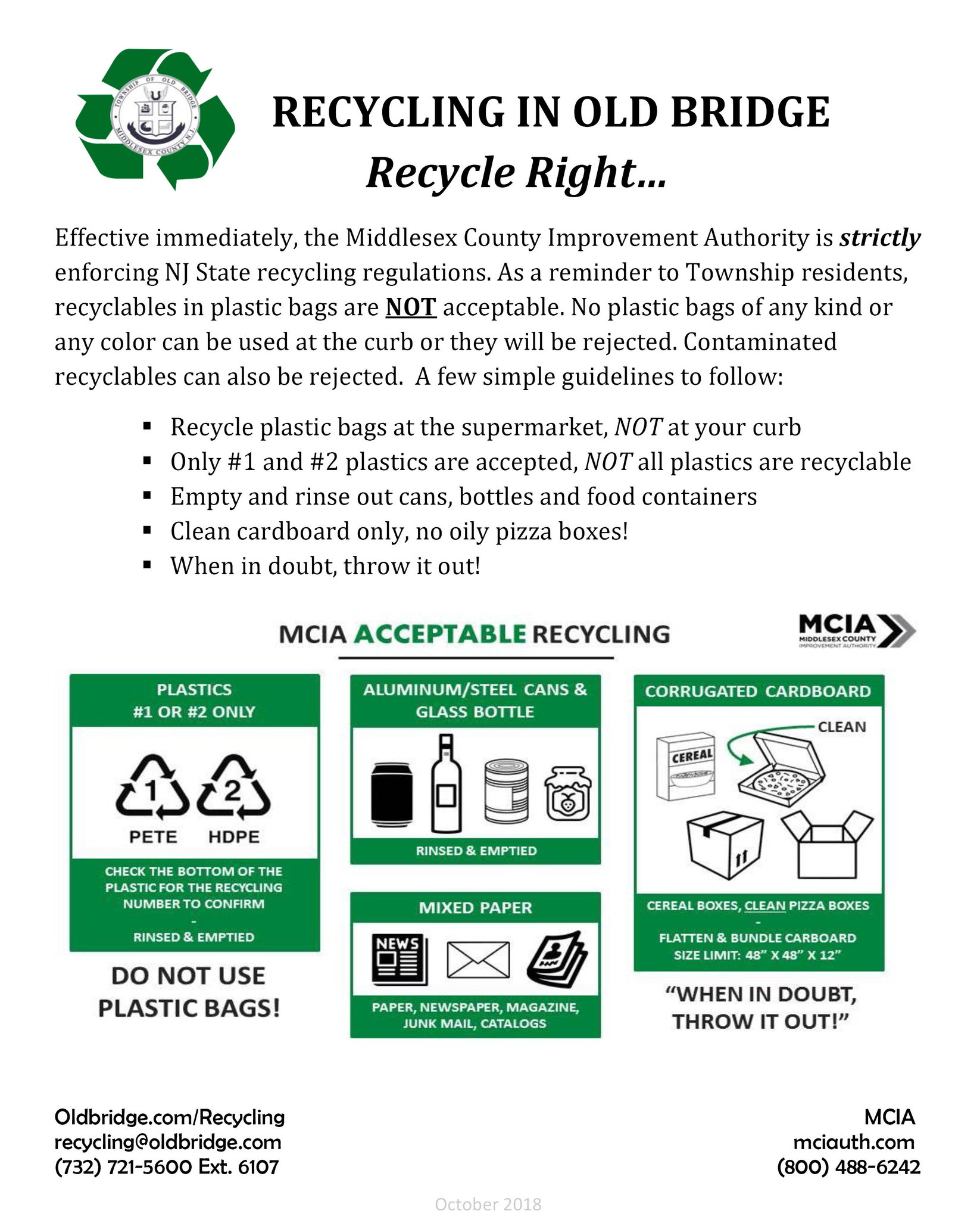 Old Bridge Township on Twitter "Important recycling information for