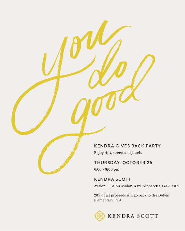 Sparkles, sips, &amp; sweets - what more could a girl want? ✨💁🏼‍♀️ Join us <a href="/KendraScott/">kendrascott</a> spirit night 10/25 6-8pm for early holiday shopping or just to treat yourself because you deserve it! Mystery coupon surprises🔮 Can’t make it? No worries-order over📱 &amp; still use coupon <a href="/DolvinES/">Dolvin ES</a>