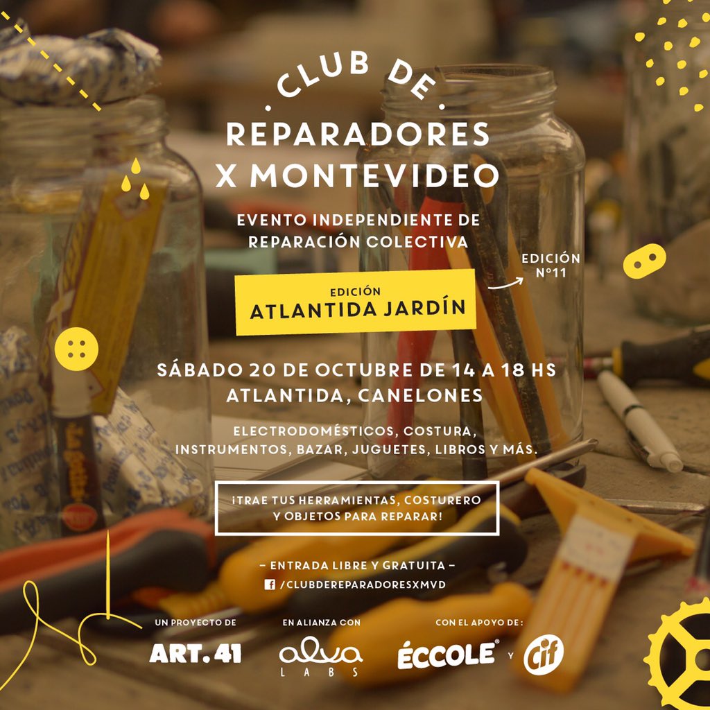 Unite a la celebración del #DiadelaReparacion #RepairDay #InternationalRepairDay 
Te esperamos este sábado en #AtlantidaJardin <a href="/clubreparadores/">Club De Reparadores</a> 👇🏻