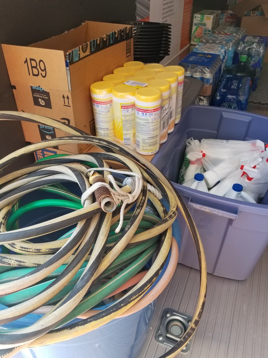 AmandaHolup's tweet photo. Big shout out to Jim!!! Thank you for the #gas can, #mops, #cleaning supplies, #fan, and #pillows. Even one can of #food helps!!!! #HurricaneMichael #fillthetrailer #PanhandleStrong https://t.co/vh4M3c6Dbz