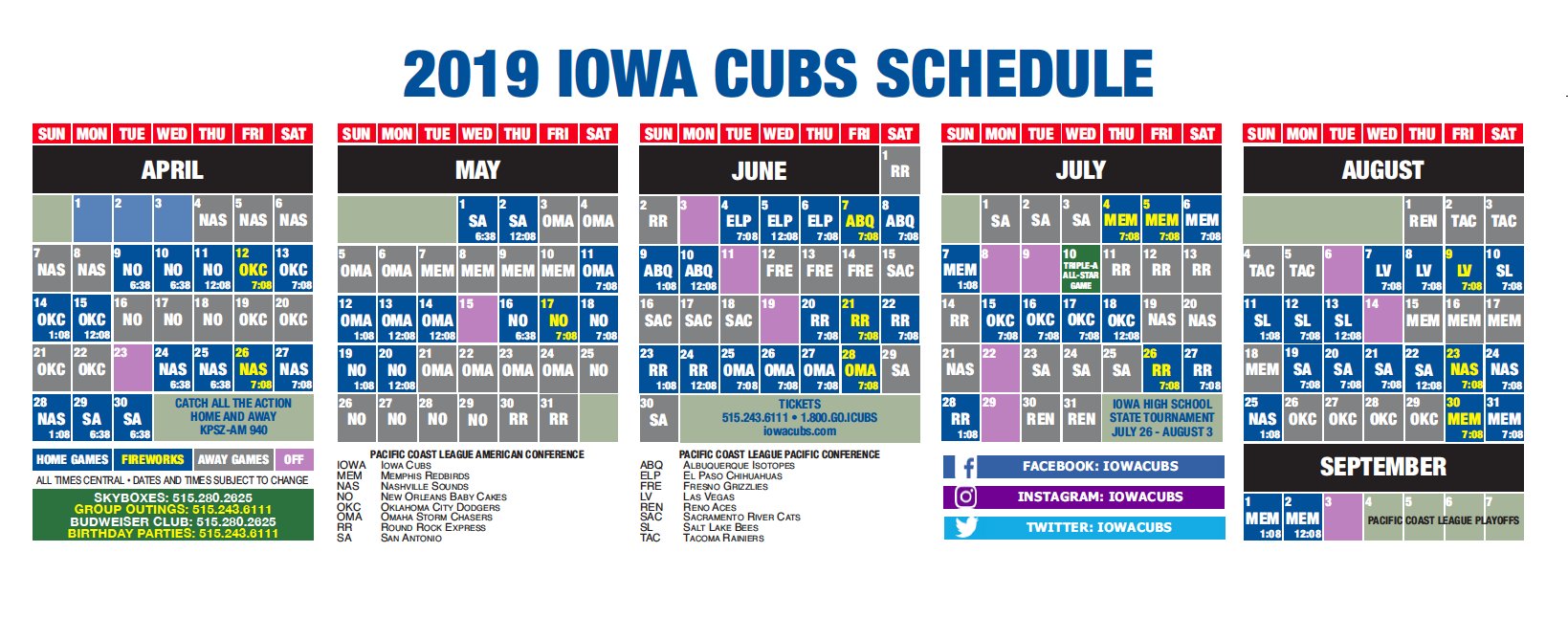 Iowa Cubs 2022 Schedule Iowa Cubs On Twitter: "Have You Checked Out Our 2019 Schedule Yet? It's  Never Too Early To Make Summer Plans ⚾️☀️😎 Https://T.co/Stchmkuaho" /  Twitter