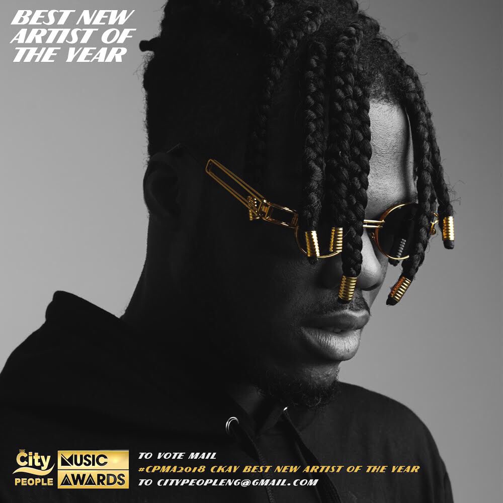 ckay_yo's tweet photo. #TeamCKay I need you now more than ever! PLEASE VOTE! ๐๐ฝ Send:
#CPMA2018 CKAY BEST NEW ARTIST OF THE YEAR
to citypeopleng@gmail.com Letโs bag this container of award! ๐ฅ ๐ https://t.co/h8YiRD4QJz