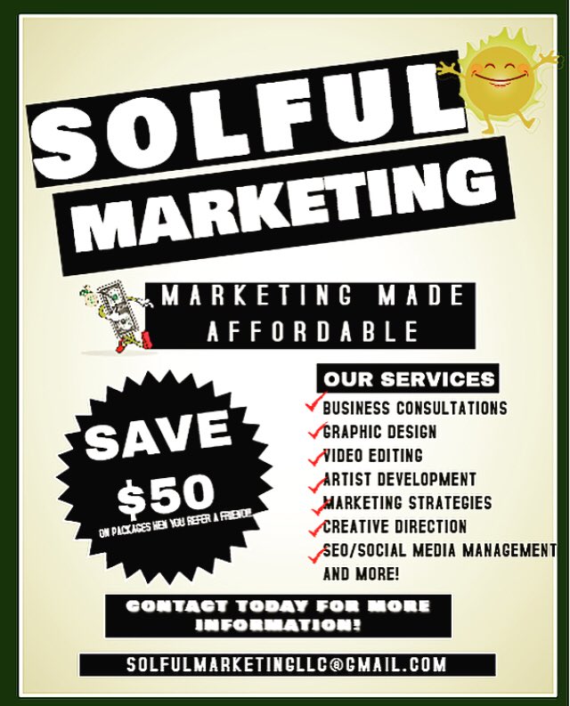 Don’t be shy, ask me about my rates and let’s start increasing your exposure today 😁

#solfulmarketing #SupportBlackBusiness #exposure #atlantamodels #atlantarappers #seo #marketingdirector #businessspecials #socialmediamanager #smallbusiness