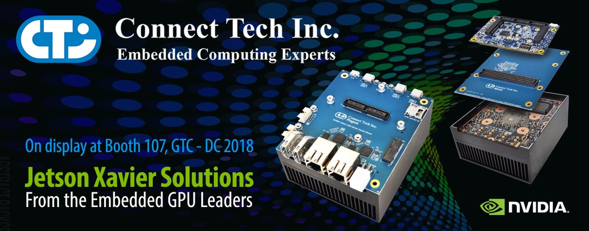 Connect Tech Inc. (@connecttechinc) on Twitter photo See our NEW <a href="/NVIDIAEmbedded/">NVIDIA Embedded</a> #Jetson #Xavier Solutions next week at #GTCDC18, Booth 107! connecttech.com/product-catego… Also, stay tuned right here for a fantastic giveaway announcement! See our NEW <a href="/NVIDIAEmbedded/">NVIDIA Embedded</a> #Jetson #Xavier Solutions next week at #GTCDC18, Booth 107! connecttech.com/product-catego… Also, stay tuned right here for a fantastic giveaway announcement!