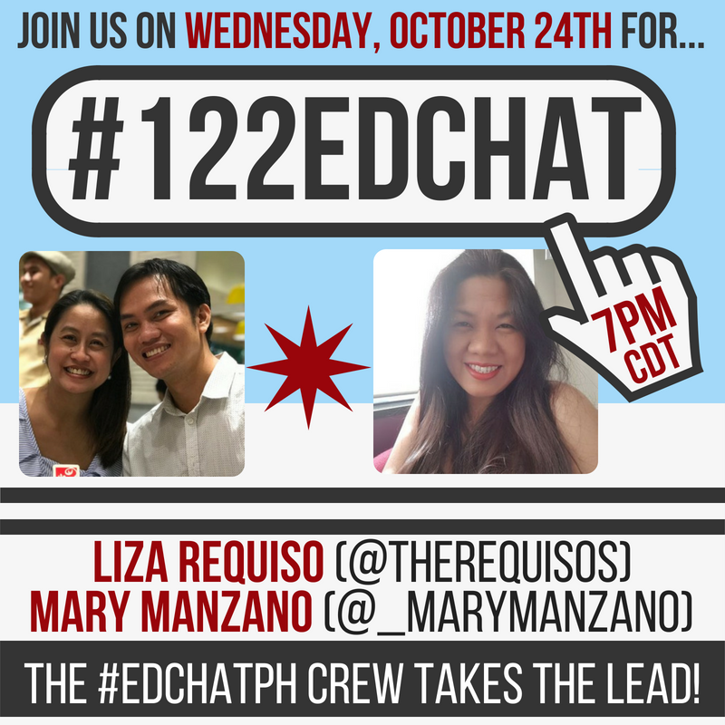 _on11's tweet photo. Next week #122edchat takes the show on the road to Bangladesh and The Philippines! You don't want to miss this discussion of global proportions w/your hosts, @therequisos + @_marymanzano. #mschat #masterychat #waledchat #ditchbook #edcochat #iceilchat #teachbetter #tlap #globaled https://t.co/xJS7SSyGbT