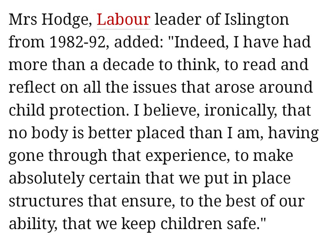 Lessons learned? Even Alan Levy QC of Pindown claim was not having any of Hodge's sanctimonious twaddle:  https://www.theguardian.com/society/2003/jul/01/childrensservices.childrensministry