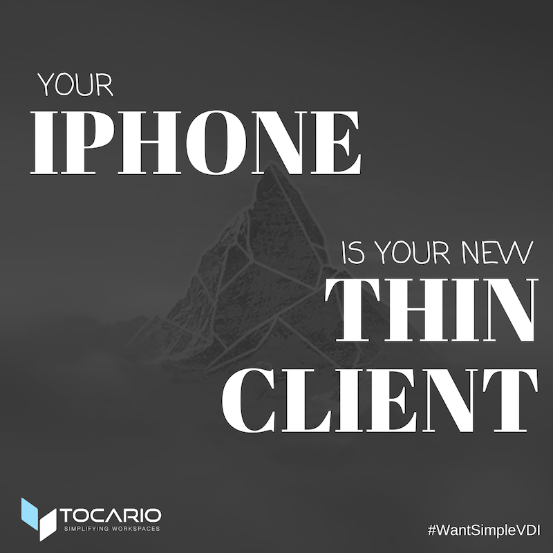 michaelkurz65's tweet photo. The coolest #ThinClient ever is your personal #iPhone. Just connect it to your screen and keyboard and ready is your #ThinClient. Your iPhone display acts as touchpad. Test it out @tocario_com, it is so cool.
#WantSimpleVDI #VDI #VirtualDesktop #DaaS #SelfService #CloudTech https://t.co/5h90oSaJ6y