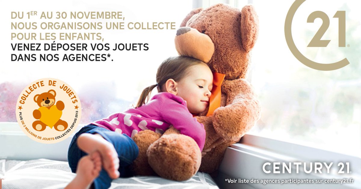 En novembre, nous renouvelons notre Collecte de Jouets pour que dans toutes les maisons, les enfants fêtent Noël 🎄🎅 ! N'hésitez pas à vous rendre en agence pour déposer vos anciens jouets ! #Solidarité #Noël #Immobilier century21.fr/fiches/a_propo…