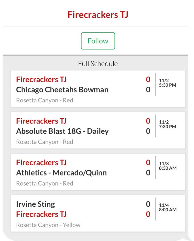 TjFirecrackers's tweet photo. Come out and watch Firecrackers TJ 18u! All of the games you see on the schedule below are set in stone! With bracket games that will follow on 11/3 as well as 11/4🥎 https://t.co/goJ9fbss8I