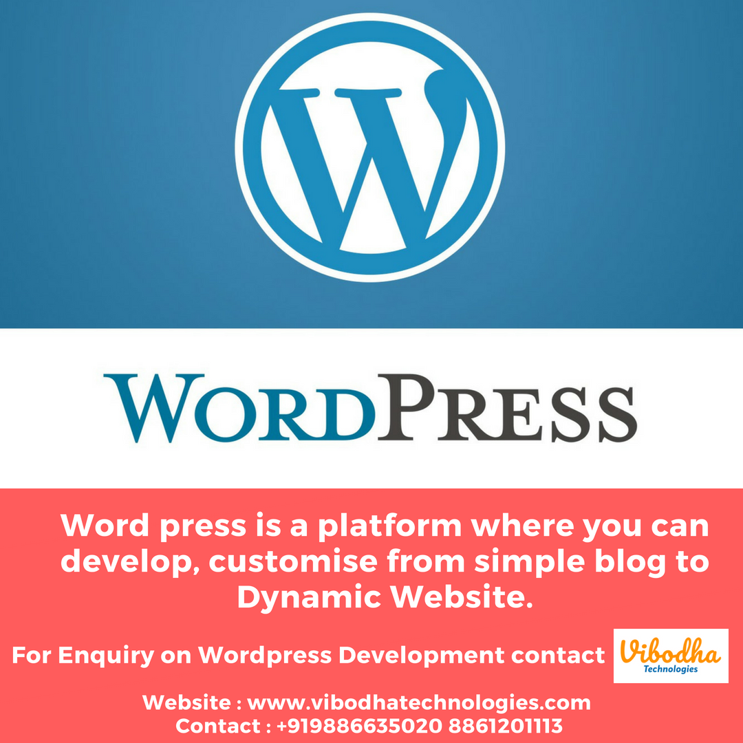 VibodhaTech's tweet photo. Wordpress is the platform that used to build and customize your website very easily #VibodhaTech visit https://t.co/zmENCKc0u0 https://t.co/wzz14OnFAz