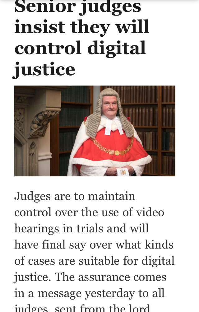 jonathanmaskew's tweet image. I think the #RobotJudges will have the final say ! Senior judges insist they will control digital justice via @TimesLaw #TheBrief #OnlineCourts #Judges #Legal #AI