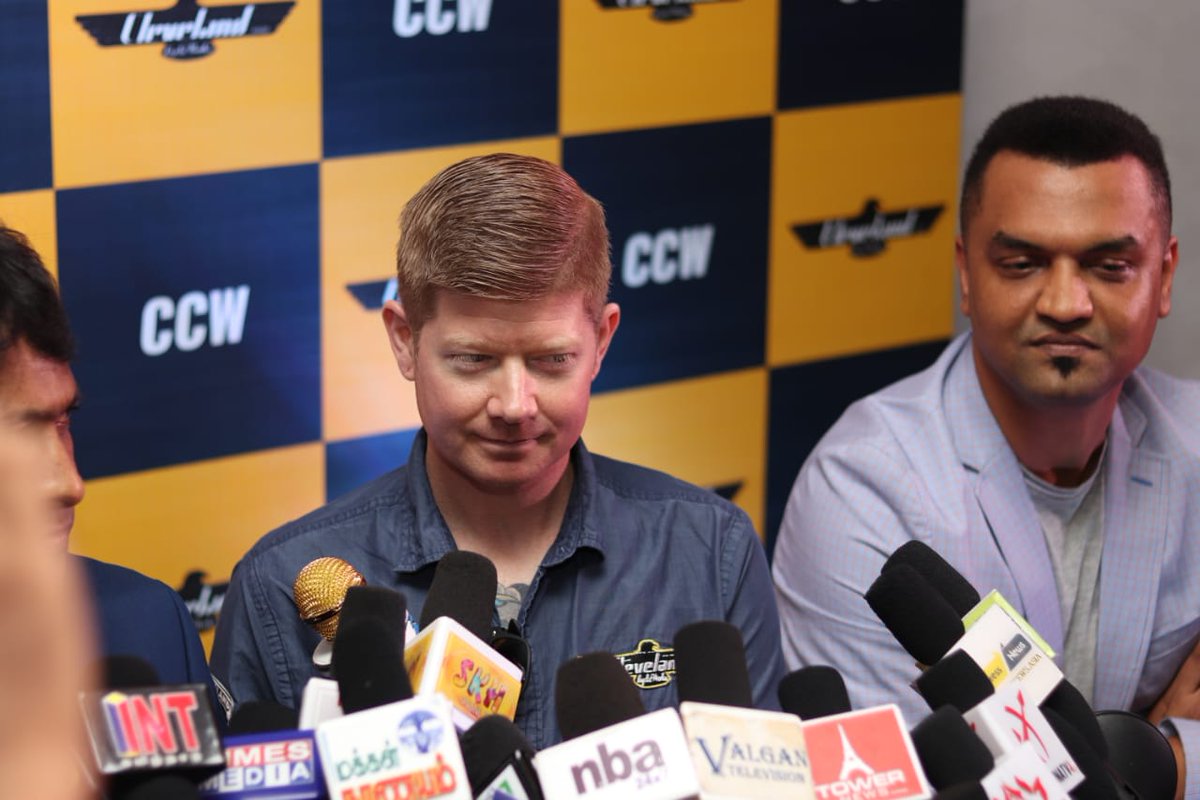 CCWINDIA's tweet photo. Media interaction with the top guns of #ClevelandCycleWerksIndia at our newest showroom launch in #Chennai.
#ScottColosimo, Founder
#SangramPatil, Chairman &amp; MD
#PranavDesai, CEO

#ClevelandCycleWerks #CCWIndia #PureAmericanBiking #WeAreCleveland #LongLiveTheMotorcycle https://t.co/1hjZC0Ke2j
