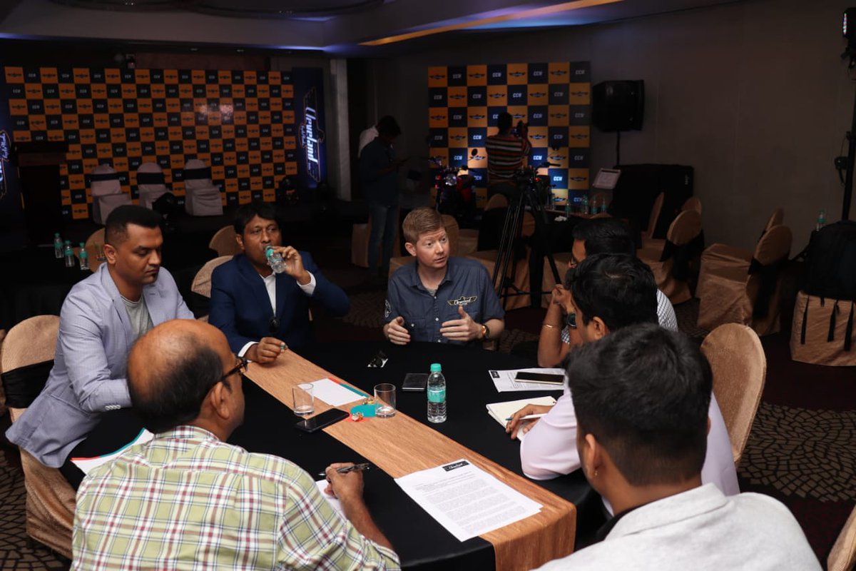 CCWINDIA's tweet photo. Media interaction with the top guns of #ClevelandCycleWerksIndia at our newest showroom launch in #Chennai.
#ScottColosimo, Founder
#SangramPatil, Chairman &amp; MD
#PranavDesai, CEO

#ClevelandCycleWerks #CCWIndia #PureAmericanBiking #WeAreCleveland #LongLiveTheMotorcycle https://t.co/1hjZC0Ke2j