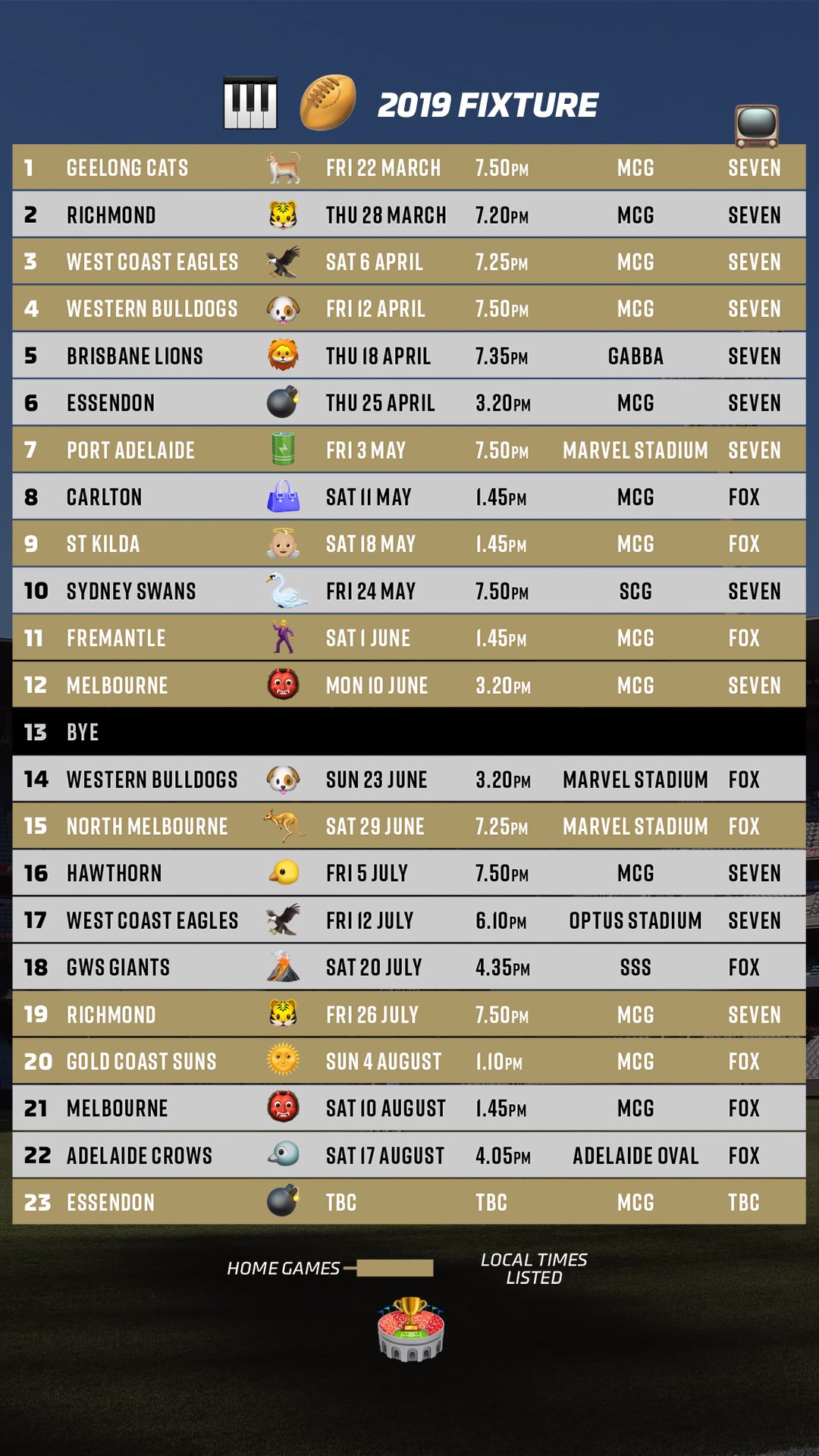 Collingwood FC on Twitter "This is the fixture you really need. Happy