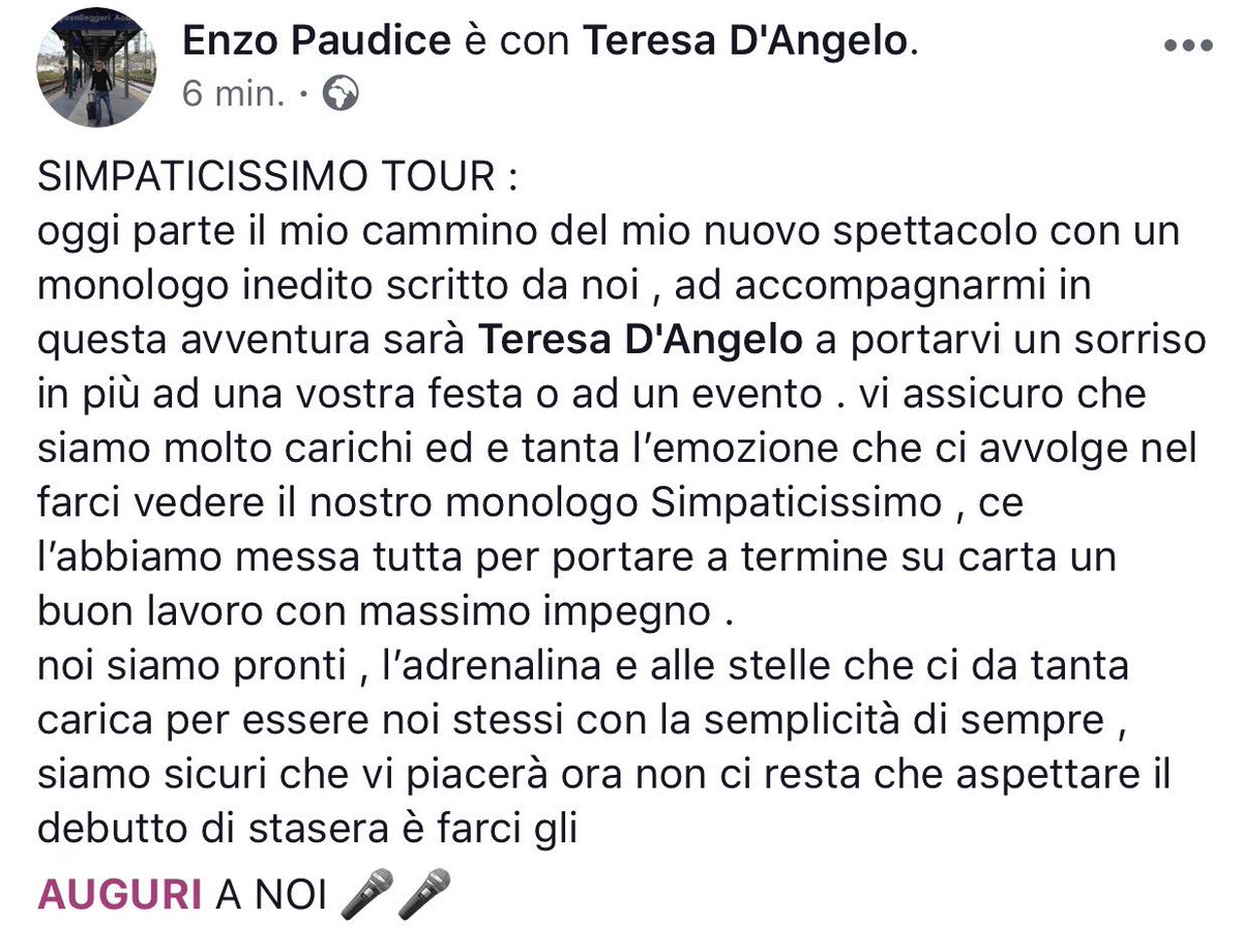 EnzoPaudiceReal's tweet photo. #EnzoPaudice #TeresaDAngelo #Attori #Duo #Coppia #Simpaticissimo #Tour #Cabaret #Noi #Debutto https://t.co/yK8hvtEYVN