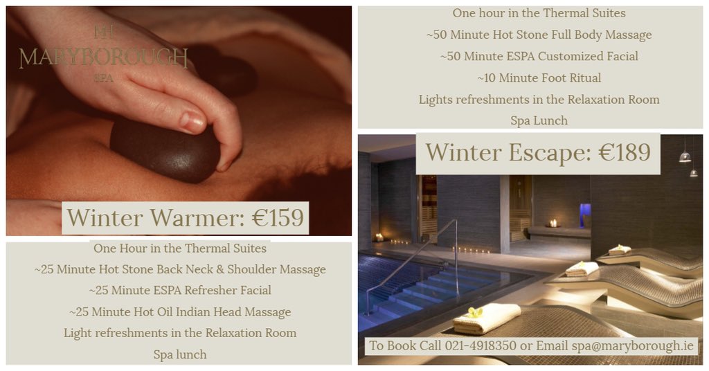 TheMaryborough's tweet image. Our Winter Seasonal Offers are sure to keep your skin plump and hydrated during this cold and dark season #maryboroughhotel #espaspa #spaireland luxuryspa #winter